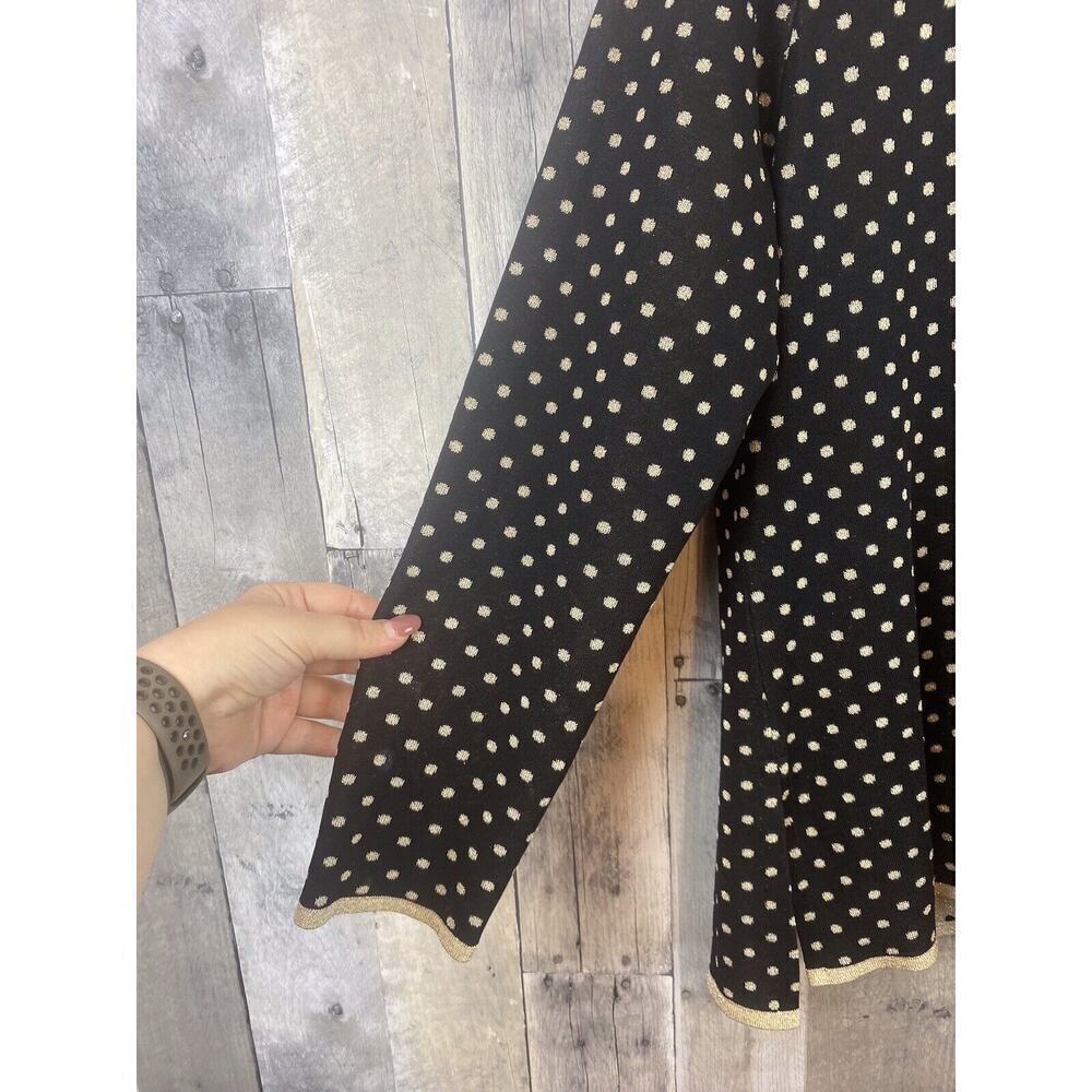 Misook Black & Metallic Gold Polka Dot Full Zip Jacket Size Large. - Picture 5 of 11